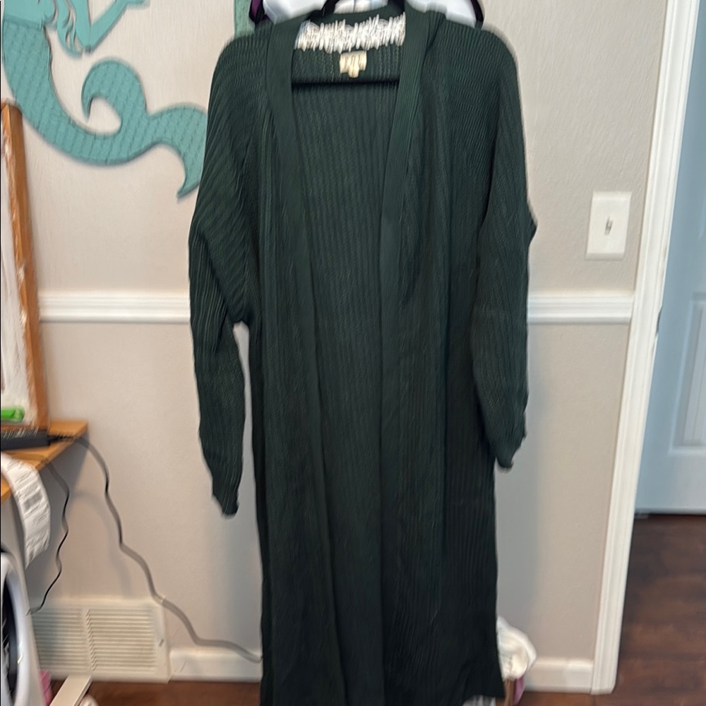 NWOT POL Green Long Knit Cardigan